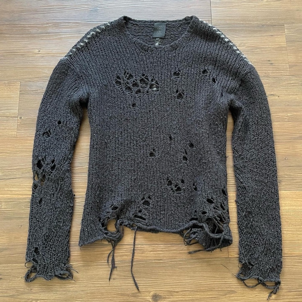 (SOLD) Thom Krom Distressed Open Knit Alpaca Blend Sweater
